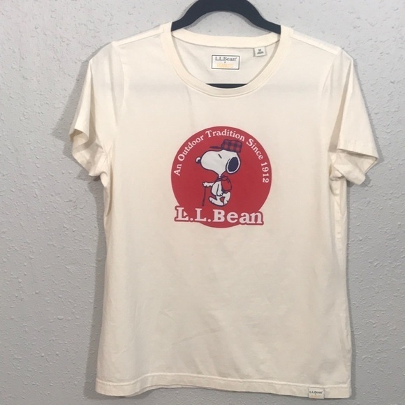 LL Bean Peanuts NWOT Snoopy “An outdoor Tradition” Screen Print T-Shirt size M - Picture 1 of 9